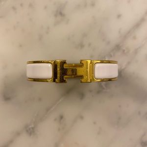 Hermès Clic H Bracelet White/Gold